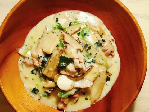 牛蒡とエリンギの和風豆乳クリーム煮